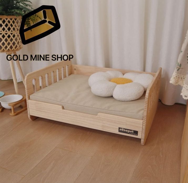 ペット用木製ベッド マット付き