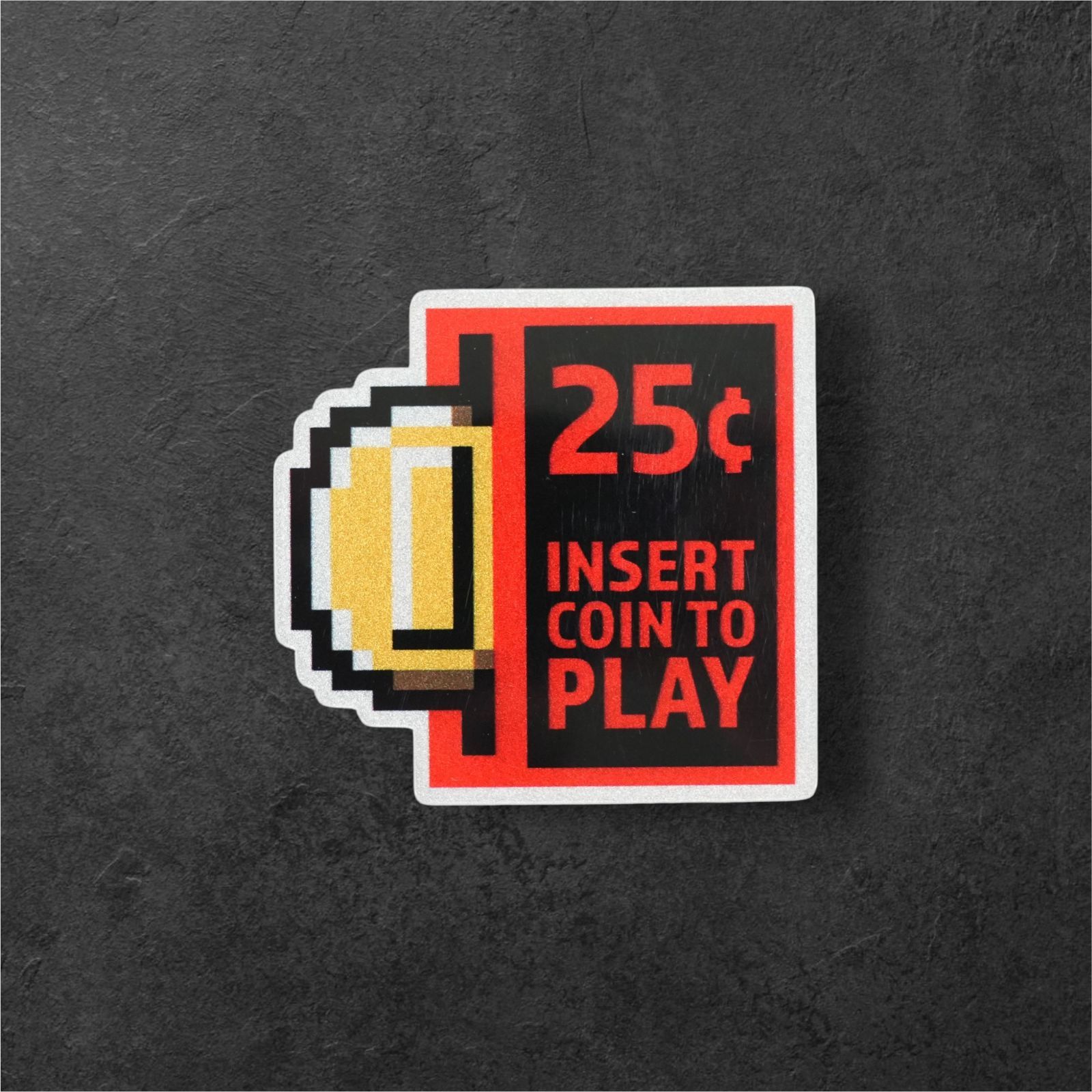 INSERT COIN TO PLAY・ドット絵レトロゲーム風 防水反射ステッカー アーケード