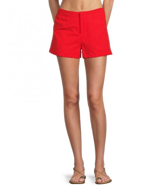 【送料無料】 ジービー レディース ハーフパンツ・ショーツ ボトムス High Waist Linen Blend Shorts Red