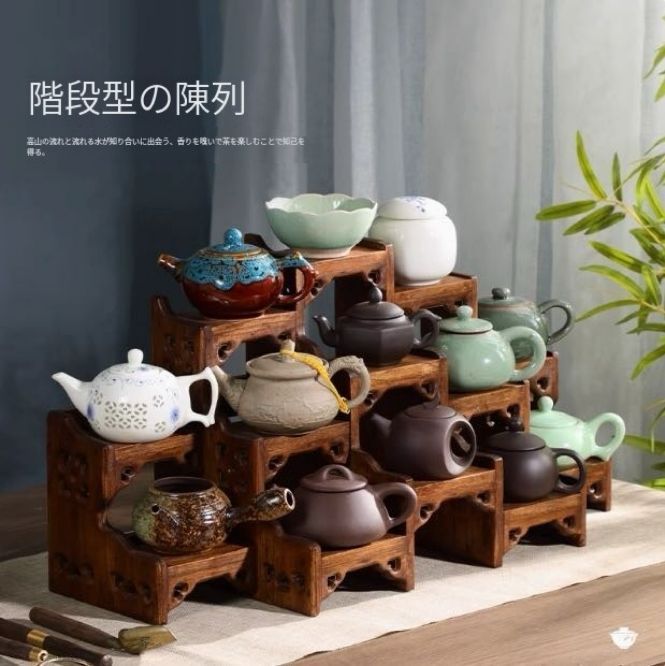 梅実木　棚　茶器立て　工芸品　紫砂　急須　ボーグ架　置物　展示ラック Amazon.co.jp: 梅実木 棚 茶器立て 工芸品 紫砂 急須 ボーグ架
