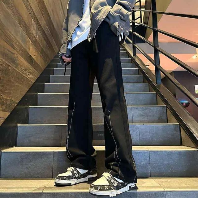 種類26：4XL/G：M4 ブラックストレートスタ メンズ ファッション 服  オシャレ シンプル 大人 かっこいい 大きいサイズ ストリート 紳士服 ブラック ジーンズ 夏 薄手 ストレート カジュアル パンツ アメリカン 