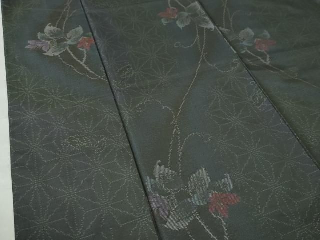 平和屋着物○本場大島紬 麻の葉枝花文 正絹 逸品 CAAW7393yc