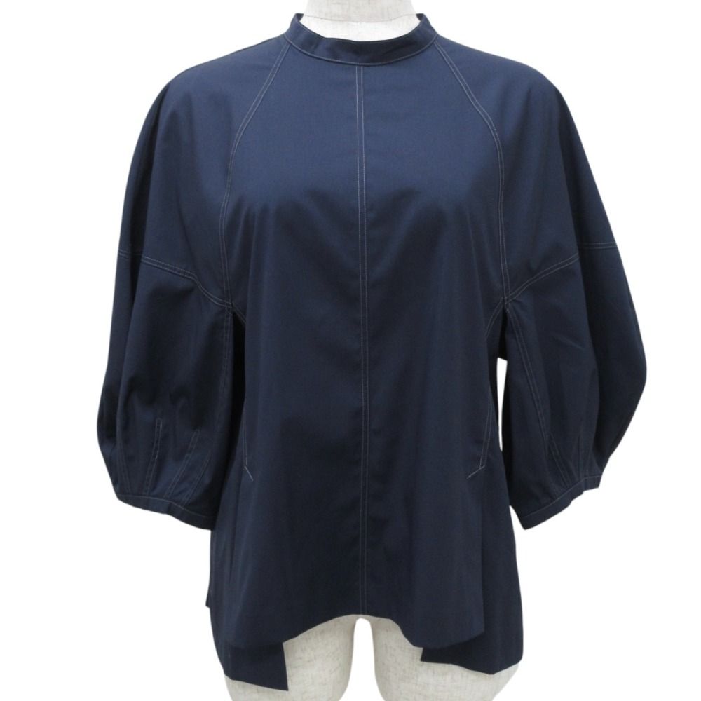 24SS IORE イオレ LANTERN BLOUSE ボリュームスリーブ ブラウス サイズF ネイビー レディース 古着