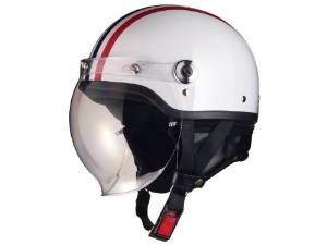 【新品・5営業日で発送】リード工業 ＬＥＡＤ　バブルシールド付きハーフヘルメット　ＣＲ－７６０　ホワイトレッドブルー　（４８０３ｂｎ）