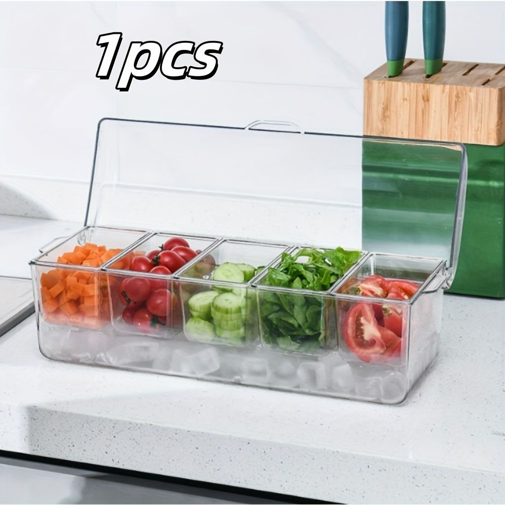 新着商品 5個のアイスキューブトレイ 蓋と分割器付き アイス スパイス 調味料の保存用の食品安全プラスチック製冷蔵庫オーガナイザー 取り外し なプレートとバーアクセサリー付きの透明な冷蔵庫ボックス 冷蔵庫オーガナイザー|透明なアクリルデザイン|簡単にクリ