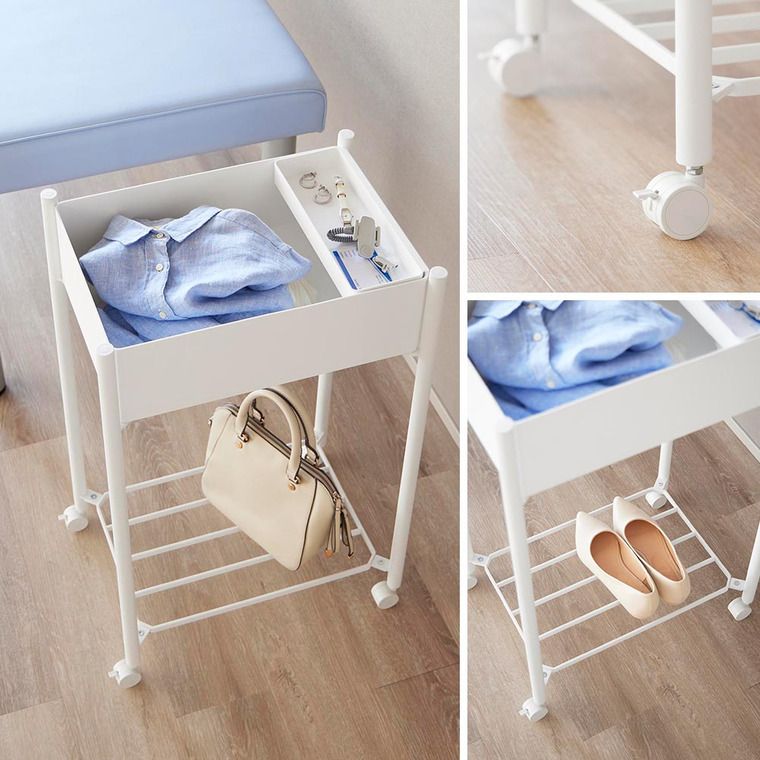 tower 小物トレー付き下段が棚の収納ワゴン 2段 タワー 10185 10186 ホワイト ブラック 更衣ワゴン 脱衣ワゴン キッチンワゴン キッチンラック 収納ラック ランドリーワゴン 洗面所 MARWIL-DEMENAGEMENTS_CH