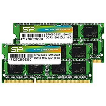 【】(未使用･未開封品) シリコンパワー ノートPC用メモリ DDR3 1600 PC3-12800 8GB×2枚 204Pin Mac 対応 永久保証 SP016GBSTU160N22 60wa65s