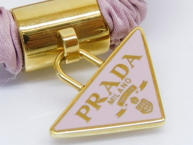 美品 プラダ □ 片方のみ サテンクレープ エラスティック ヘアタイ  