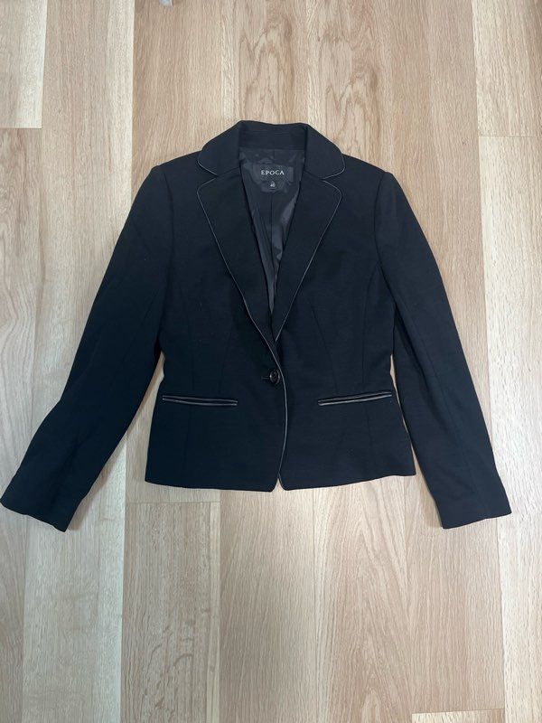 225519 EPOCA エポカ テーラードジャケット タイトスカート セットアップ ウール 肩パッド 40 ブラック