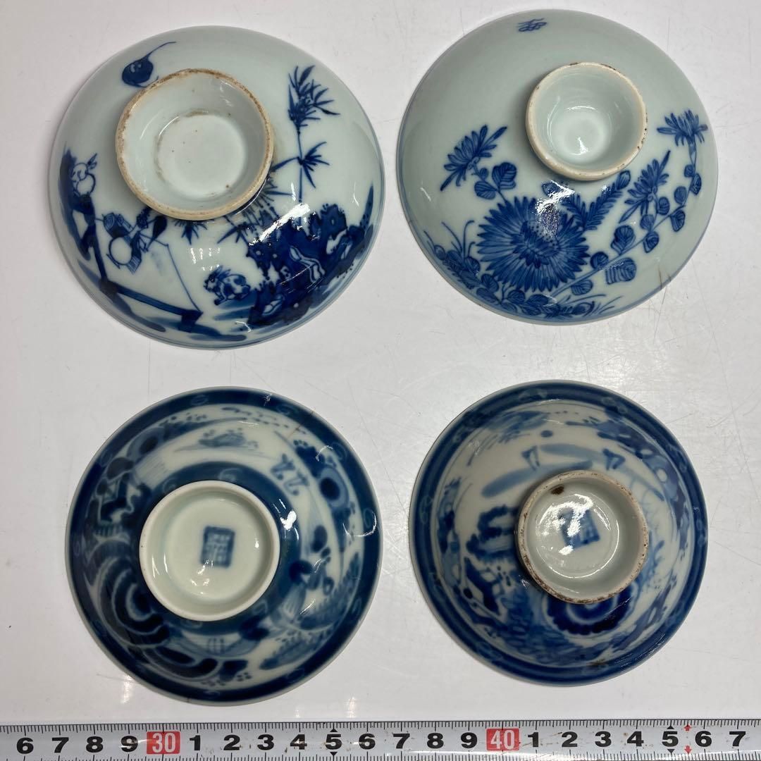 ・中国清朝期　古染付　新渡　青花盃　東H5-0822①タトチ 中国清朝期 古染付 新渡 青花盃 東H5-0822①タトチ 東京国立