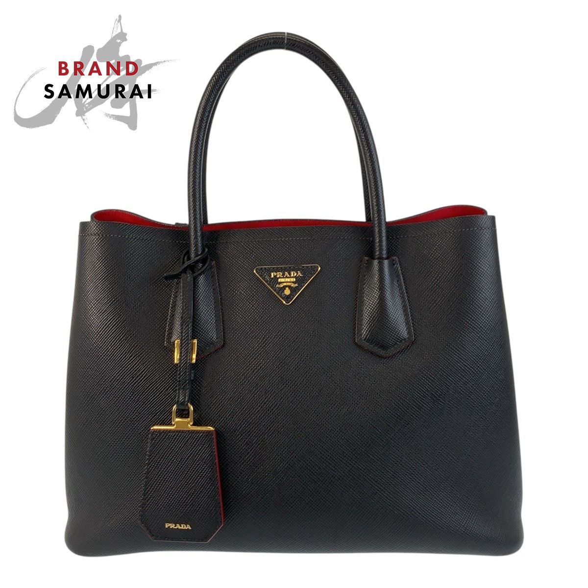 PRADA プラダ サフィアーノ ドゥーブレ ブラック 黒 ゴールド金具 レザー トートバッグ ハンドバッグ レディース 502470