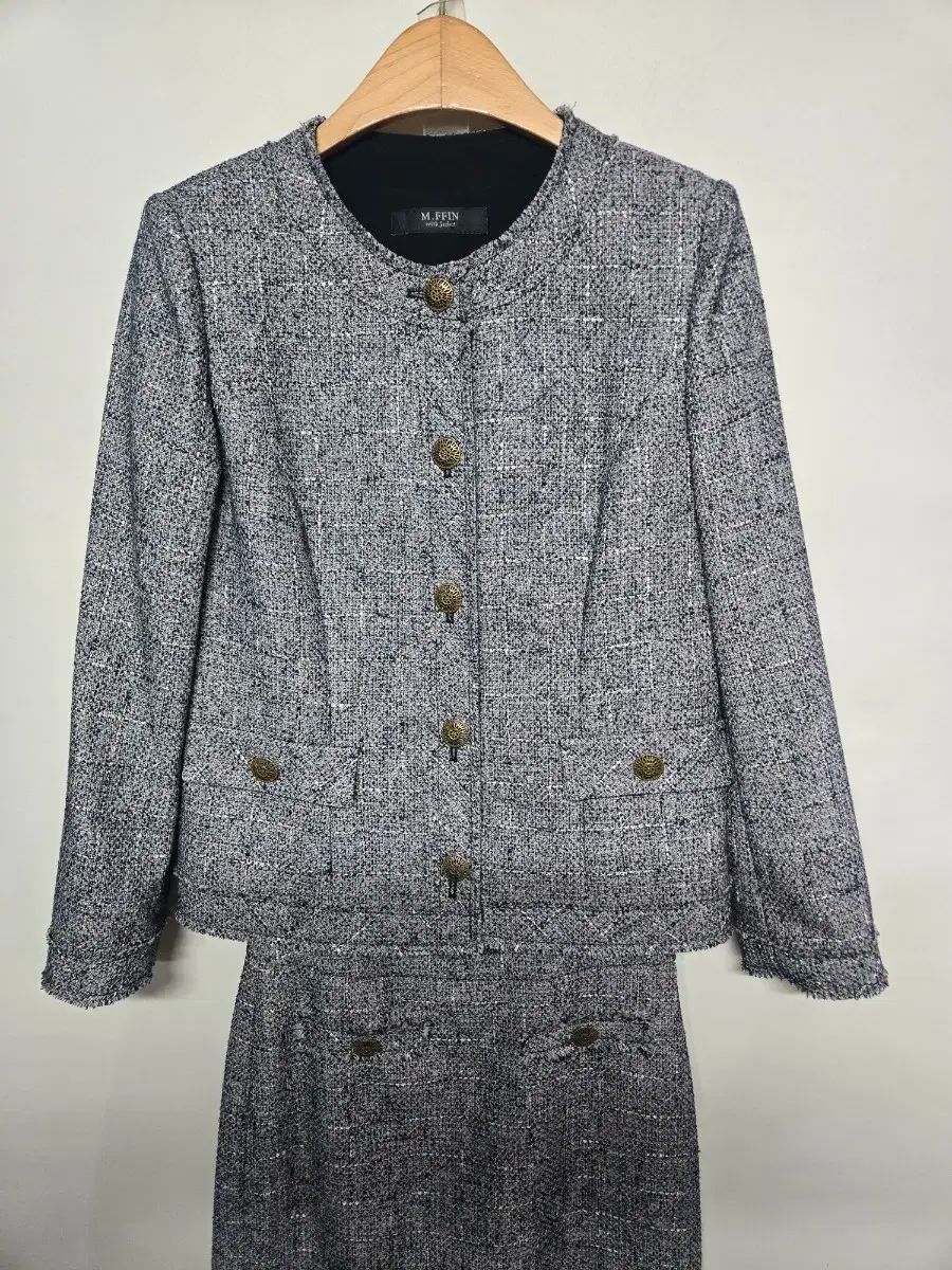 M FFIN ツイード スカート スーツ セット S 82-89-155