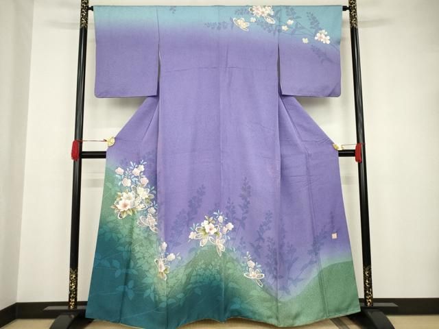 平和屋着物○中嶋まさひろ 蝋彩染作家 訪問着 霞文 金彩 正絹