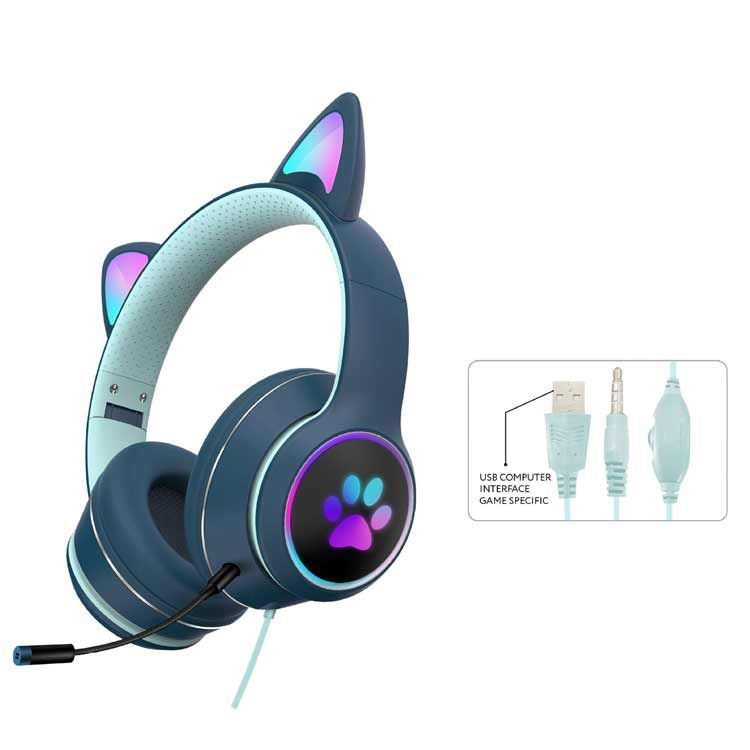 ヘッドホン ヘッドフォン 猫耳 ヘッドセット PC 高音質 3.5mm