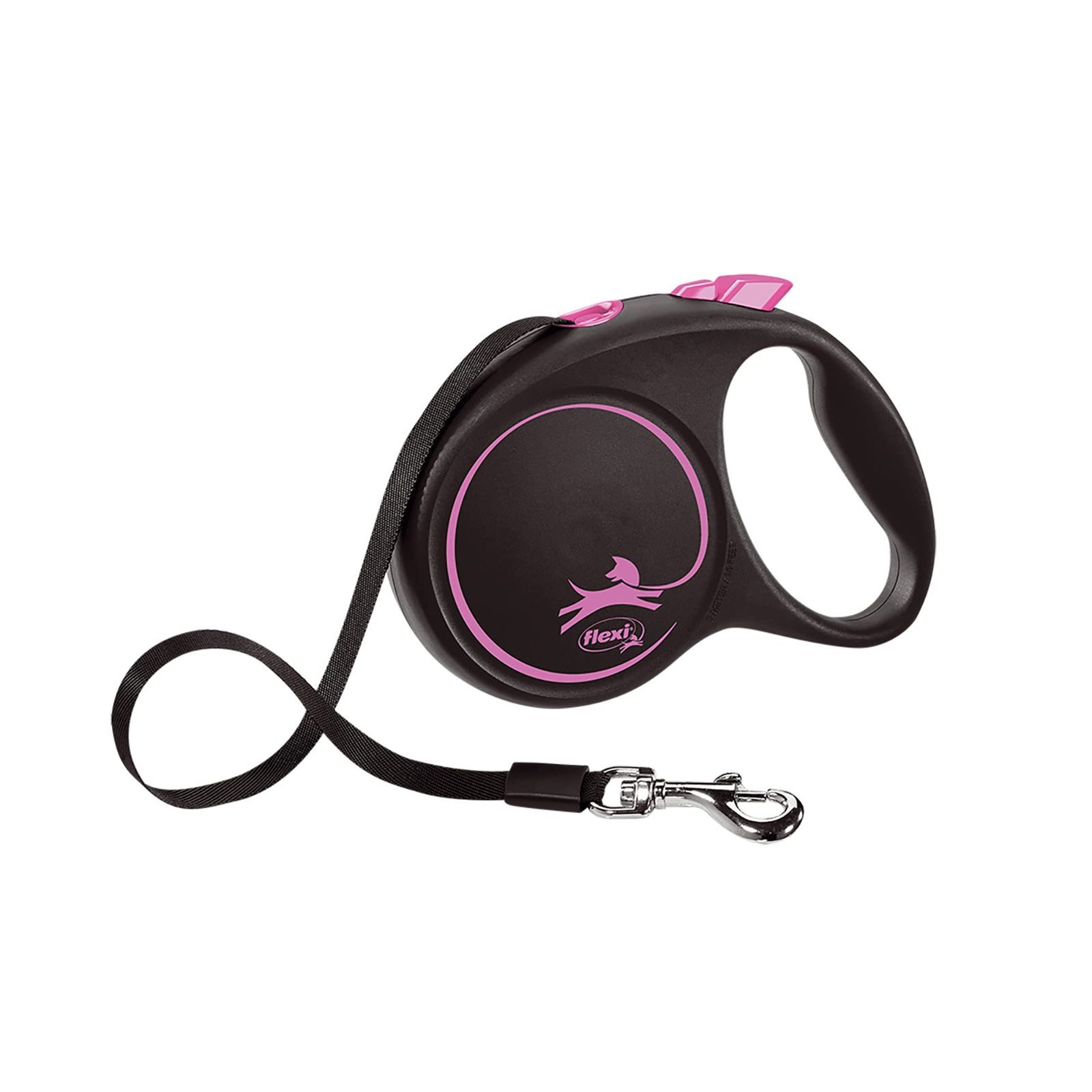 フレキシ flexi ブラックデザイン テープ M 25kg未満 5m ピンク 犬用リード