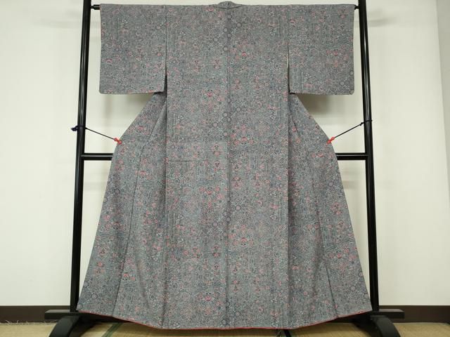 平和屋着物▽上質な小紋 単衣 風景花文 正絹 逸品 DAAV5433az