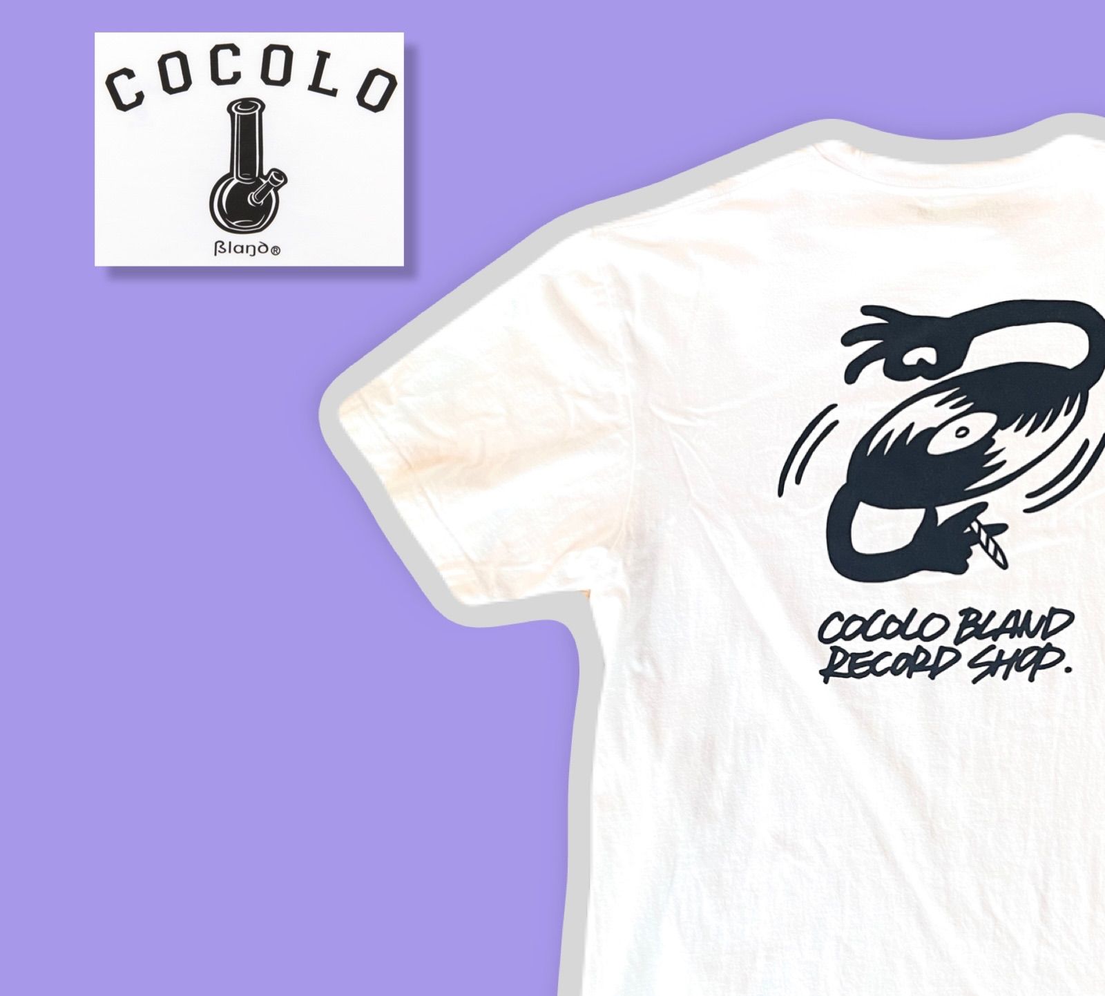 COCOLO BLAND RECORD SHOP VINYL BITCH Tシャツ カットソー ホワイト 