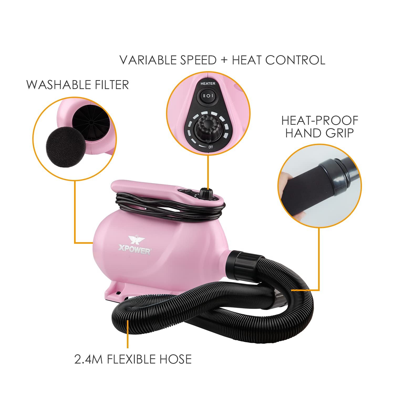 新品 XPower B-123ペットドライヤー 低騒音 二段階調節可能な熱