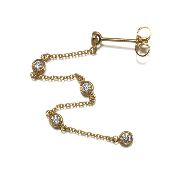 ティファニー ピアス ダイヤ ダイヤモンド バイザヤード 5P 片耳 K18YG  