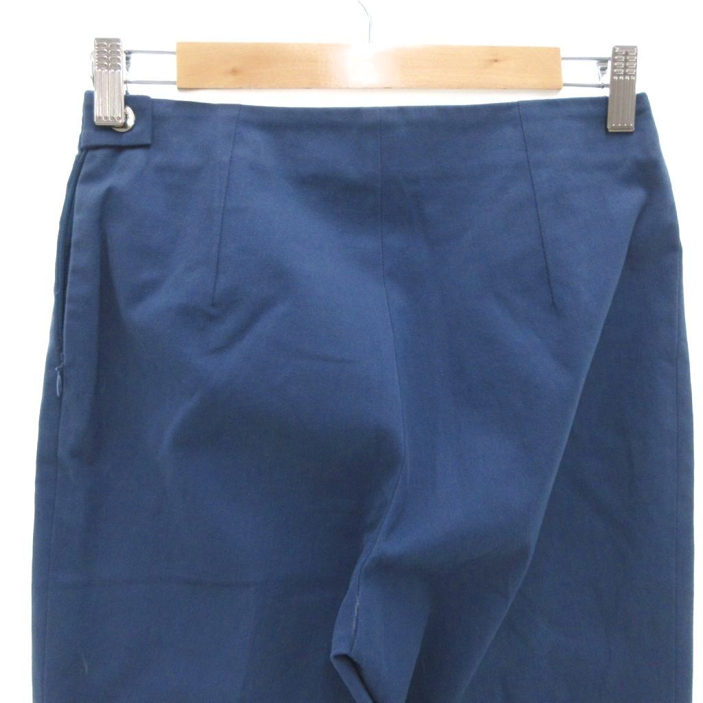 エルメス HERMES パンツ アンクル丈 セリエボタン 34 青 ブルー /UO  