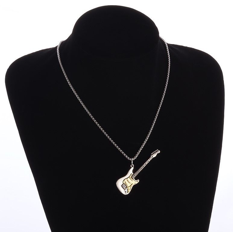 エレキギター ネックレス ヴィンテージ風 電気 音楽 楽器 弦 バンド