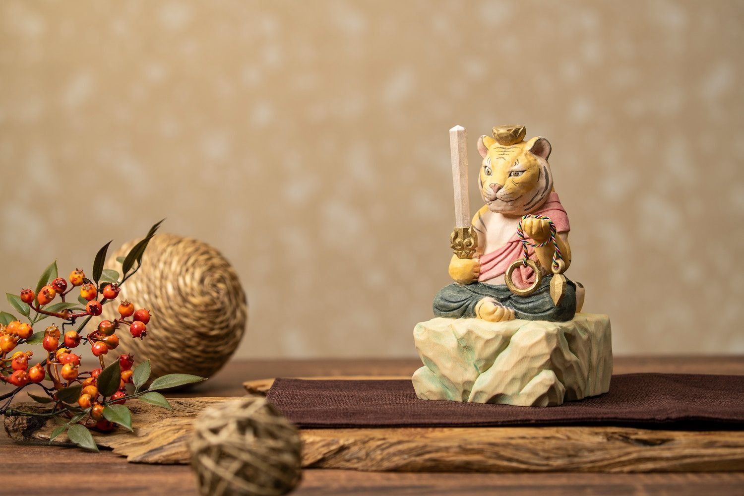 厄除 寅不動尊 大サイズ かわいい仏 レトロ 花生け 一輪挿し 花瓶 林檎