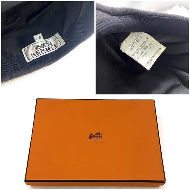 エルメス ハンチング ブラック 美品 帽子 クリーニング済み カシミア