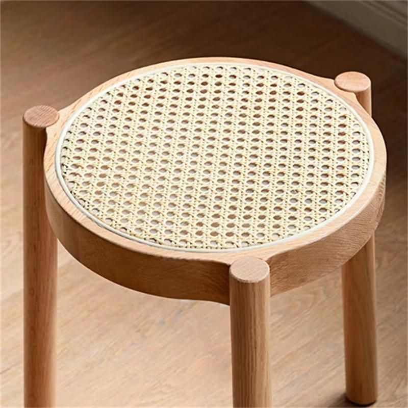 新品、未使用 スツール 木製 ラタン スタッキング 重ねる 無垢材