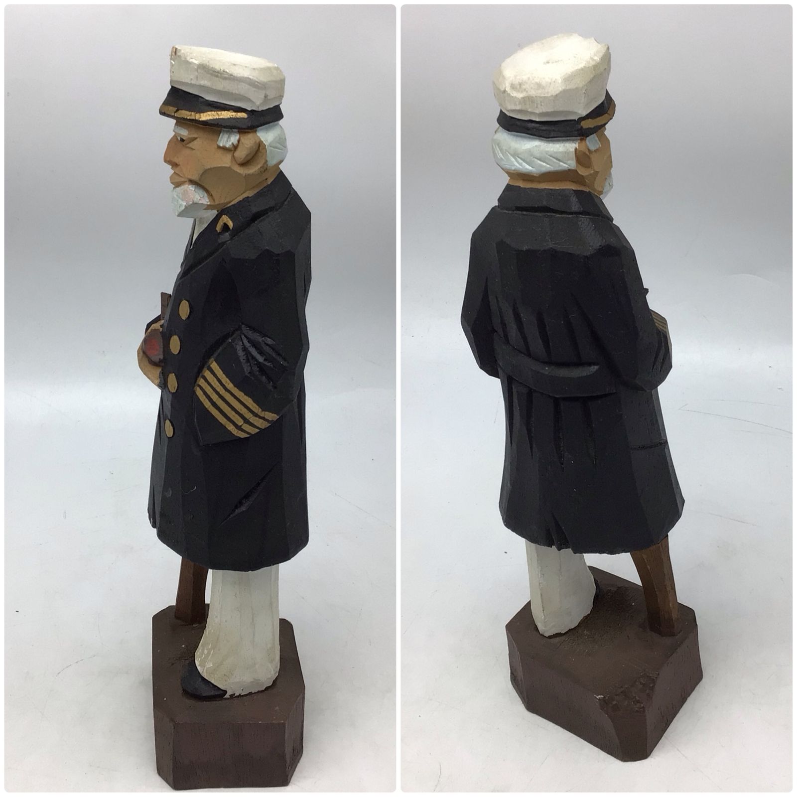 7353 マドロス人形 義足の船長 約30cm／船乗り 約15cm 木彫り 2
