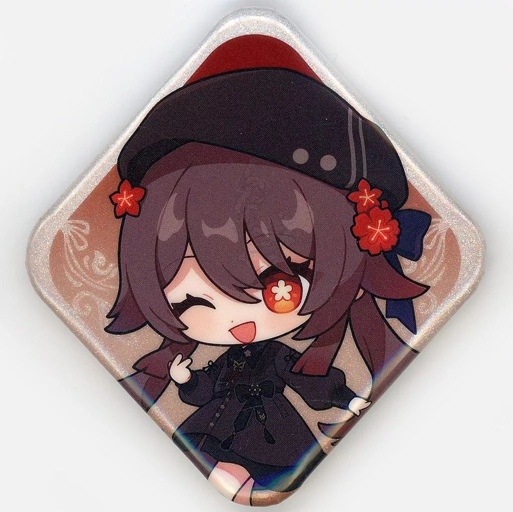 中古】バッジ・ピンズ [単品] 胡桃(ウィンク) スクエア缶バッジ 「原神