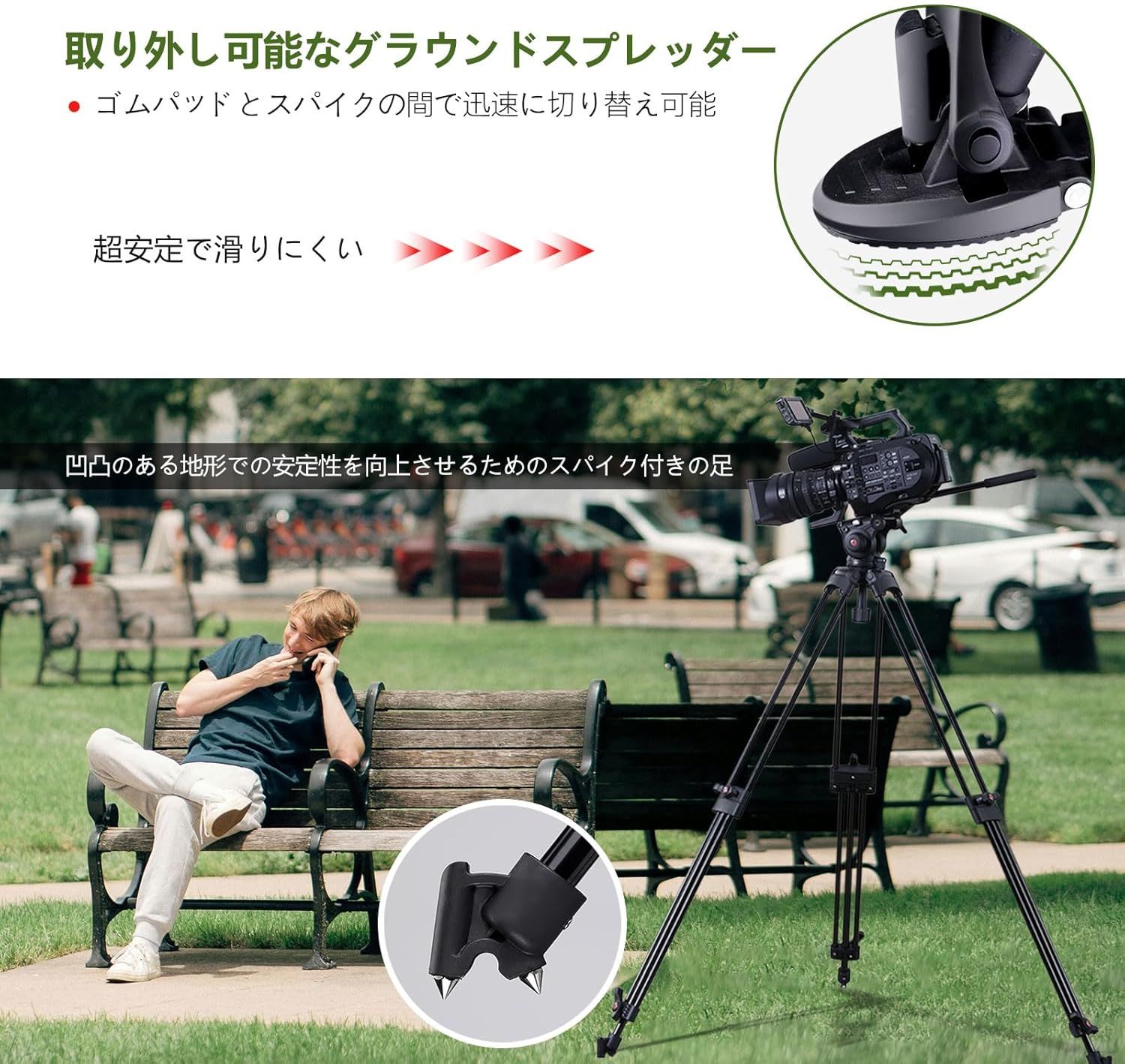 RAUBAY DV-2 プロフェッショナルフルードヘッドビデオ三脚 RAUBAY DV-2 プロフェッショナルフルードヘッドビデオ三脚