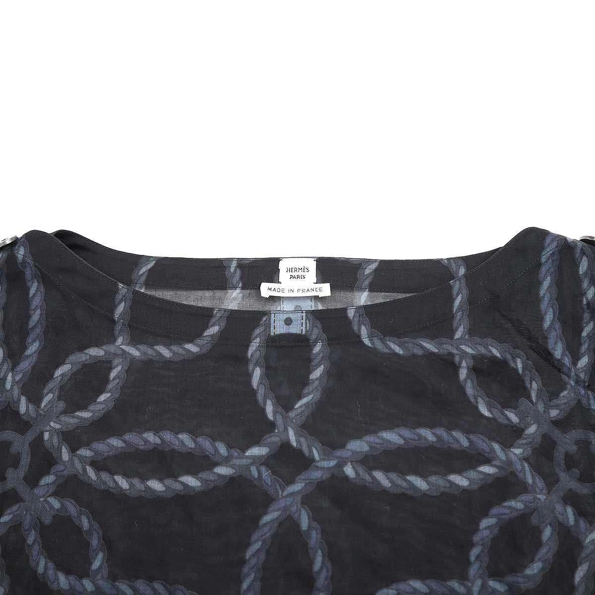 HERMES エルメス 21SS ロープ柄コットンポンチョブラウス