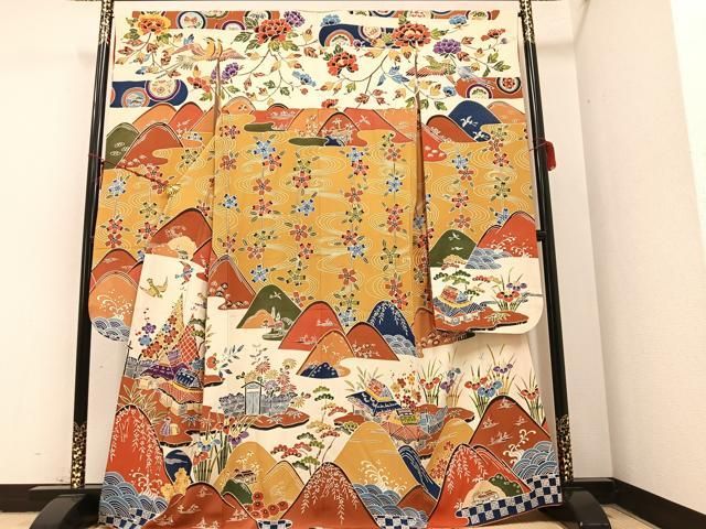 和装バック 着物バック 琉球紅型 紅型生地 菊と蝶（白)入学卒業結婚式