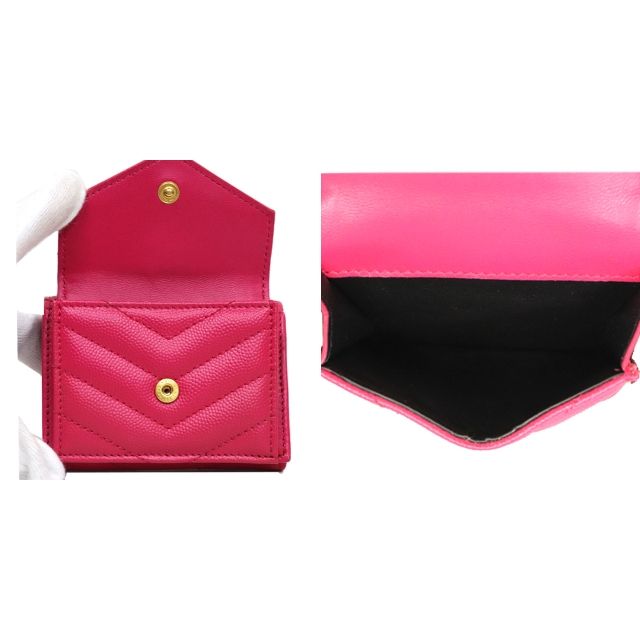 良品　イヴサンローラン カサンドラ コンパクトウォレット ピンク　YSLロゴ SAINT LAURENT - （美品）サンローラン SAINT LAURENT YSL
