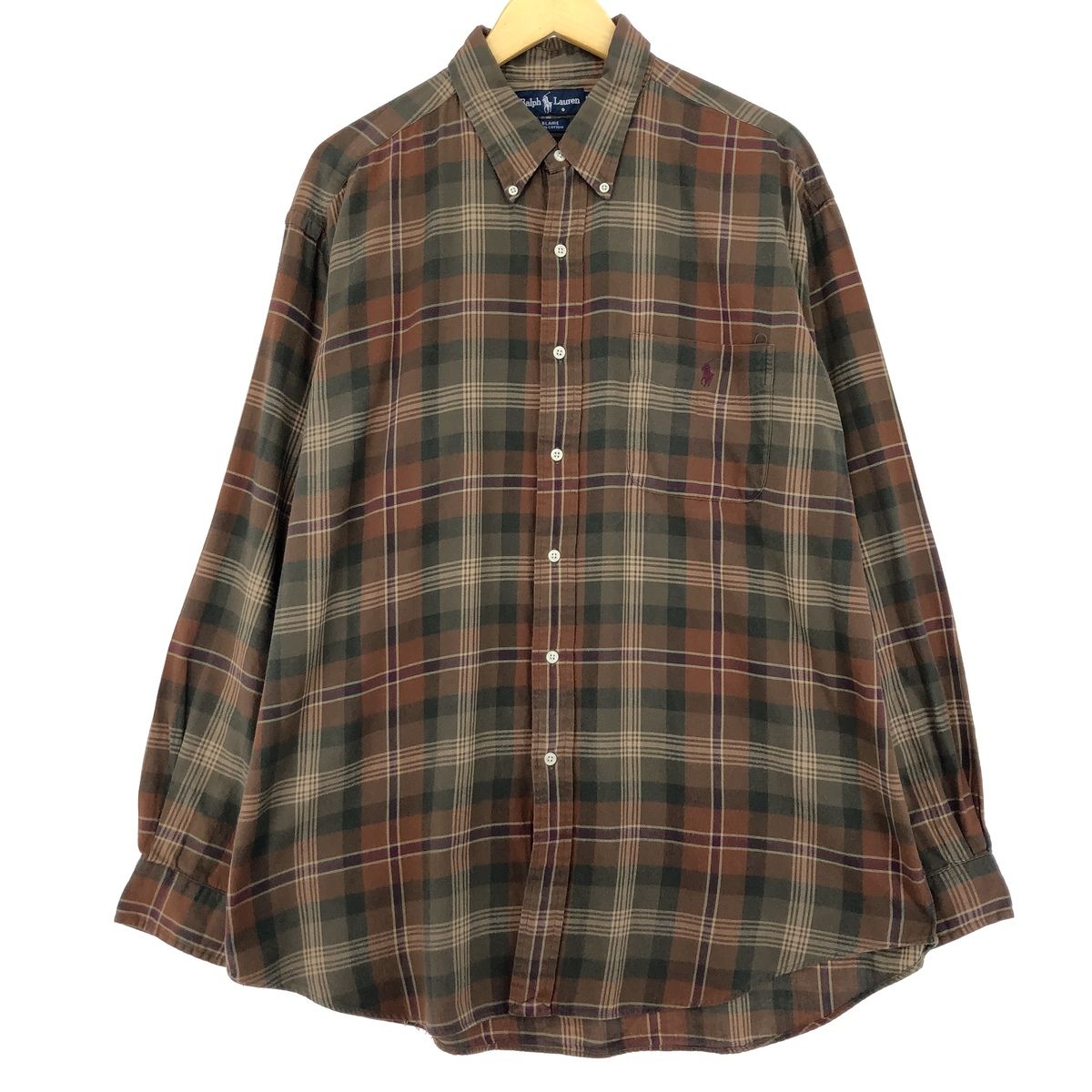 古着 ラルフローレン Ralph Lauren BLAIRE 長袖 ボタンダウンチェックシャツ メンズXL/eaa451277