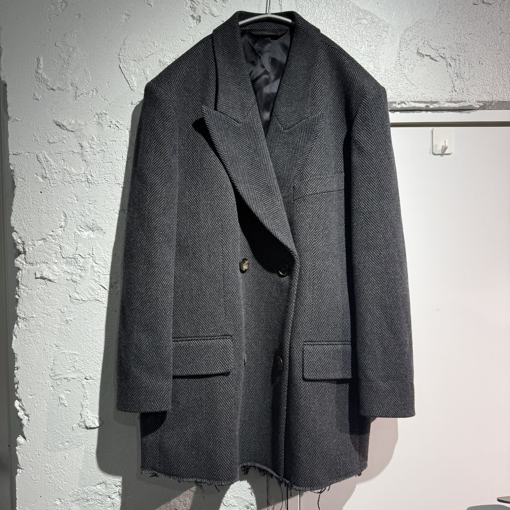 Acne Studios アクネストゥディオズ Double Breasted Cut out Blazer カットアウト ダブルテーラードジャケット FN-WN-OUTW000861 グレー size M 表参道A10