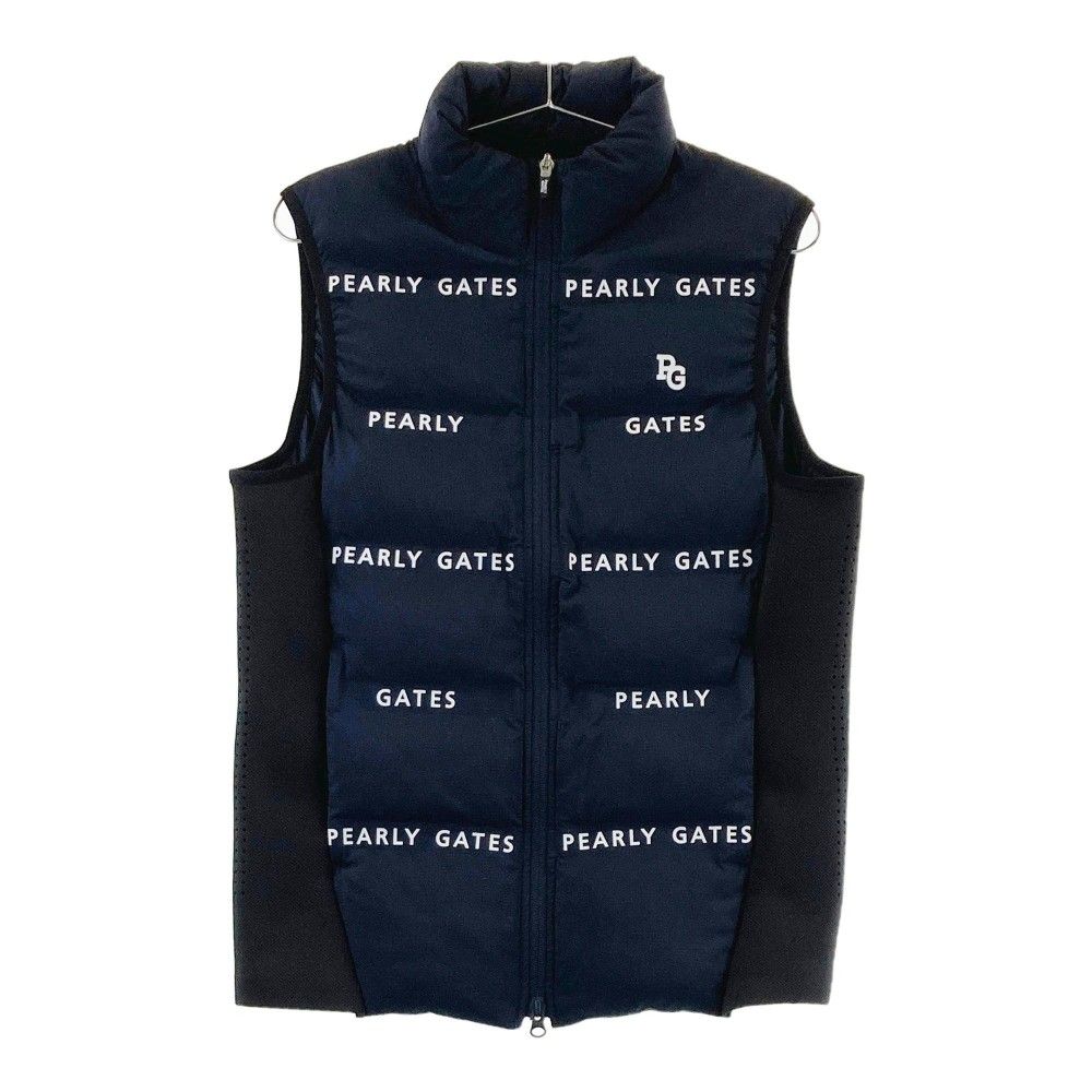 サイズ：4 PEARLY GATES パーリーゲイツ  中綿ジップベスト 切替 ロゴ柄 ネイビー系 [240101383447] ゴルフウェア メンズ ストスト