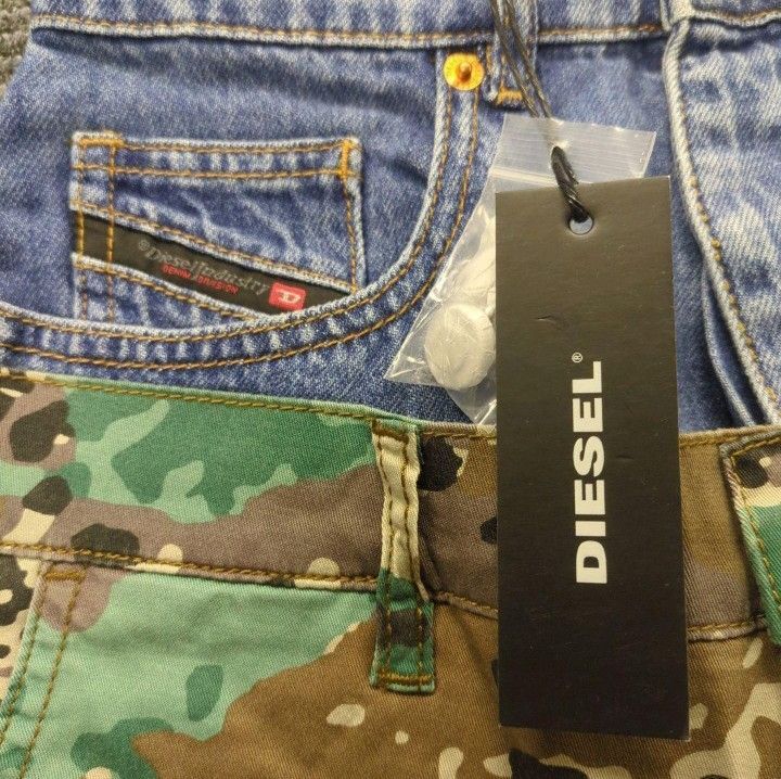 新品】DIESEL デニム レイヤードデザイン カモフラージュ柄 切替