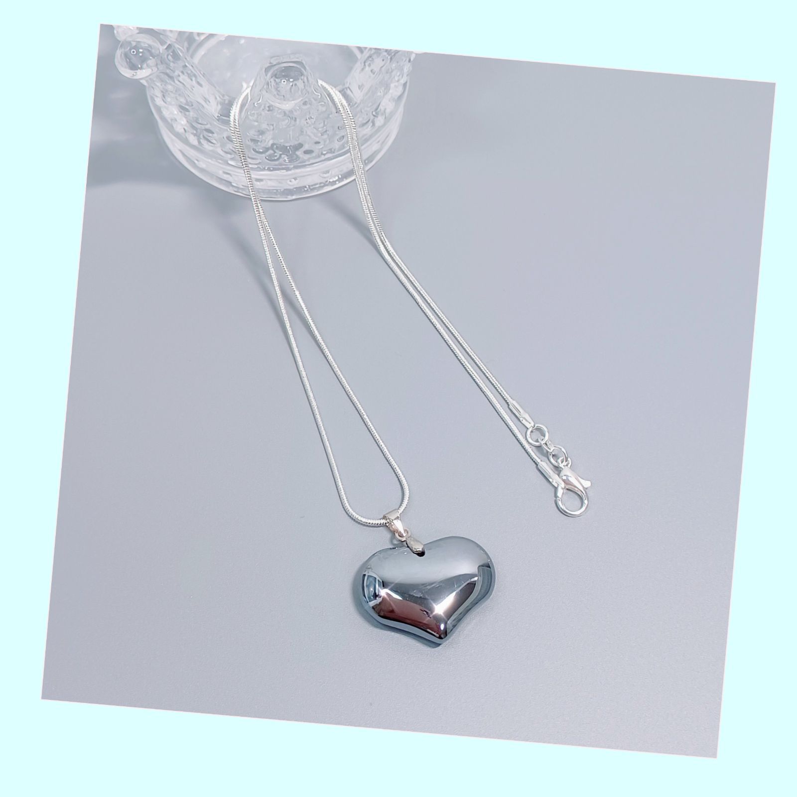 テラヘルツ ハート型 ペンダント ネックレス ☆silver 925コーティング 