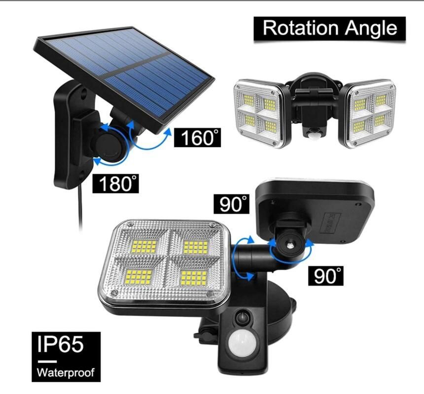ソーラーライト センサーライト 人感センサー ライト 屋外 防水 分離型 5Mケーブル 分離式 120LED 明るい 3灯モード 人感 ガーデンライト 照明 玄関 駐車場