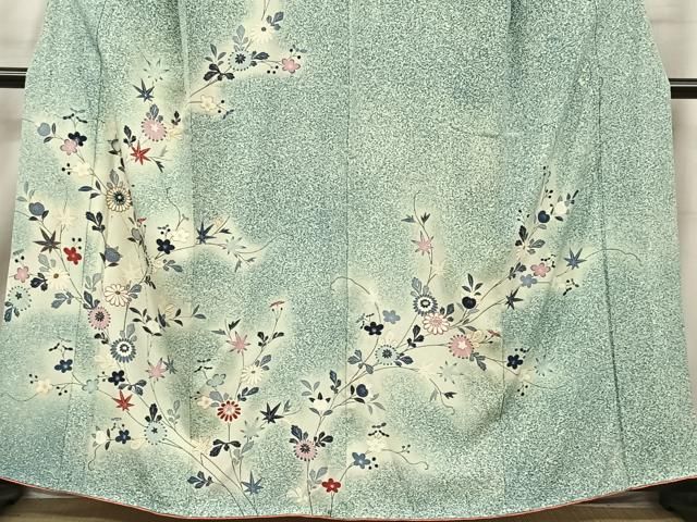 平和屋着物□訪問着 刺繍 雲取り地紙草花間道 金彩 正絹