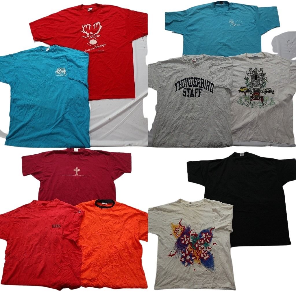 全国無料，2025 古着卸 まとめ売り スカル 髑髏 半袖Tシャツ 13枚セット (メンズ 2XL /3XL ) 大判プリント パイレーツ ワンポイント NB7262 1円スタート