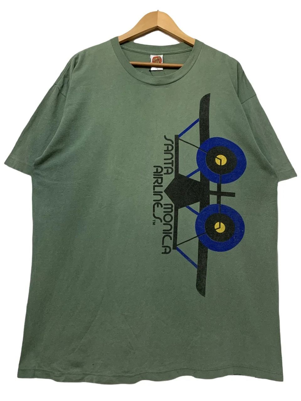 USA製 80s SANTA MONICA AIRLINES S/S Tee 緑 XL サンタモニカ