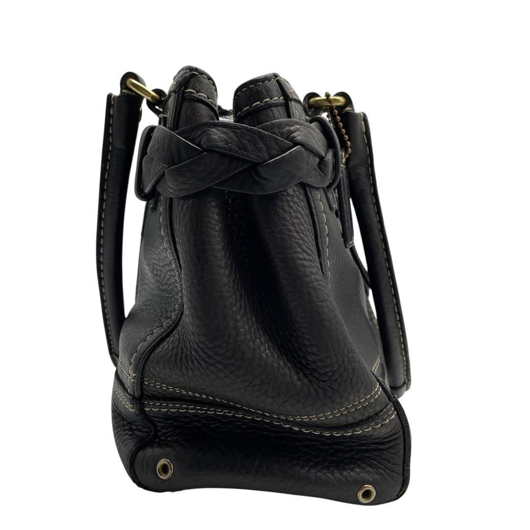 美品　コーチ　ハンドバッグ　黒　レザー　ハンプトンズ　COACH　e2 美品 COACH コーチ ハンドバッグ トートバッグ キャンバス
