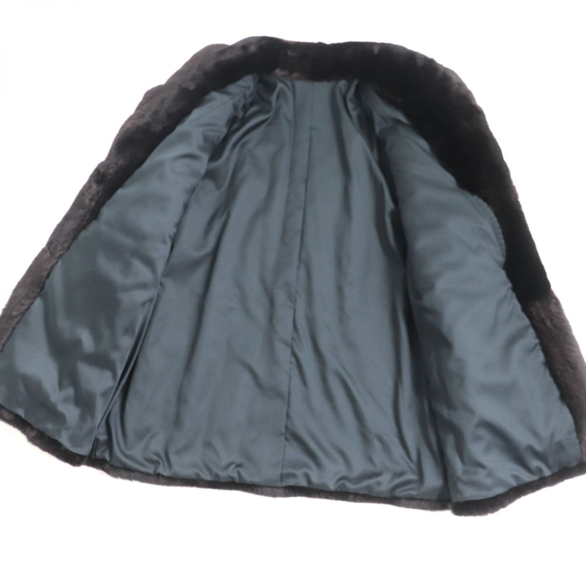 極美品▽シェアードヌートリア 本毛皮コート ダークブラウン F 毛質