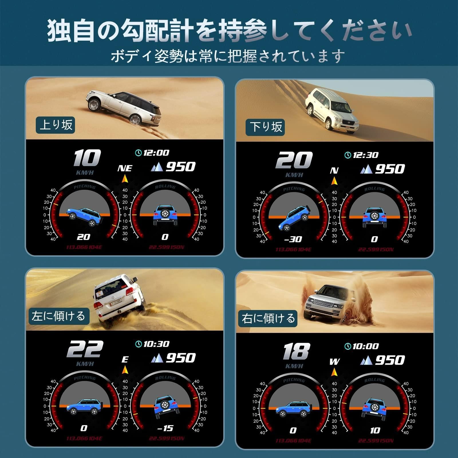 HUD ヘッドアップディスプレイタコメーター OBD2 + GPS デュアル互換システム マルチカーP2、切替可能なUSBポート タコメーター  タイムスピード ターボ圧力 水温 燃料温度 電圧表示 疲労運転インジケータ付き警告機能 - メルカリ