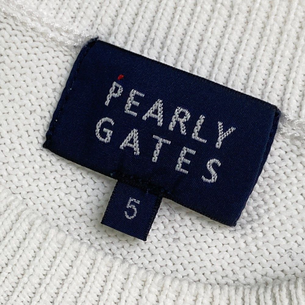 サイズ：5 PEARLY GATES パーリーゲイツ 2022年モデル ウール ニットセーター バックロゴ ホワイト系 [240101350994] ゴルフウェア メンズ ストスト サイズ：5 PEARLY GATES パーリーゲイツ 2022年モデル ウール