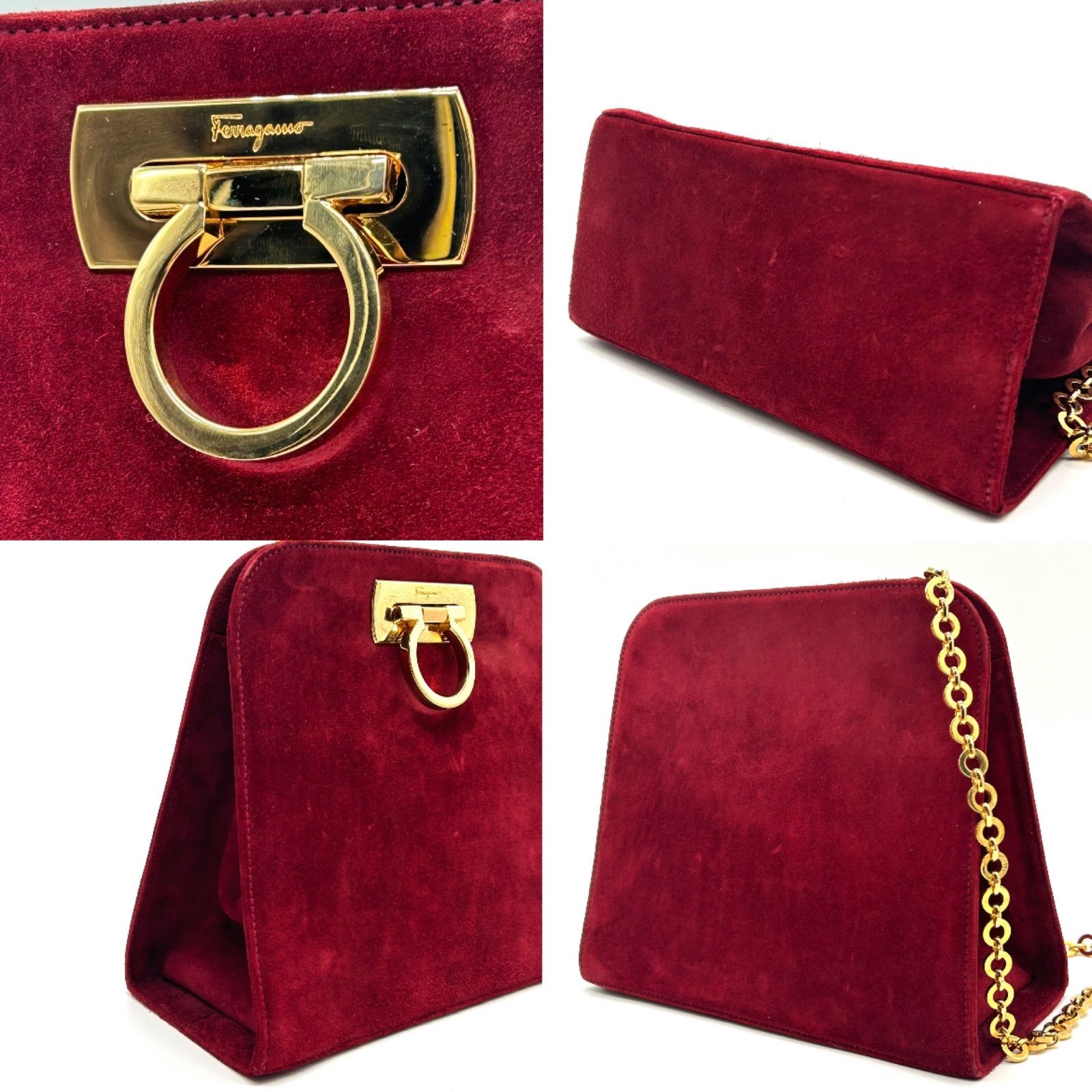 Salvatore Ferragamo パーティバッグえんじ色