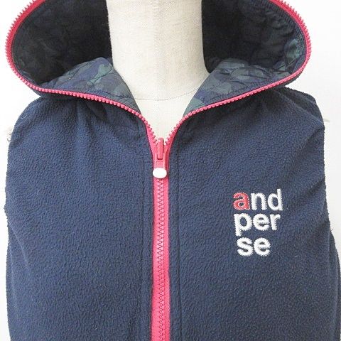 アンパスィ and per se 中綿 ベスト ゴルフ リバーシブル ジップアップ