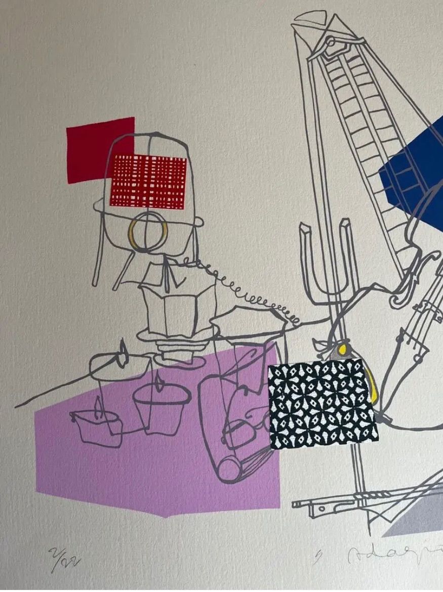 シルクスクリーン コラージュ 版画 22枚 カナダ在住初期作品 額入り 直筆サイン エディション番号あり